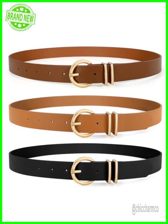 Faux Leather Belt with Gold Buckle for Jeans Dresses Waist main image 5